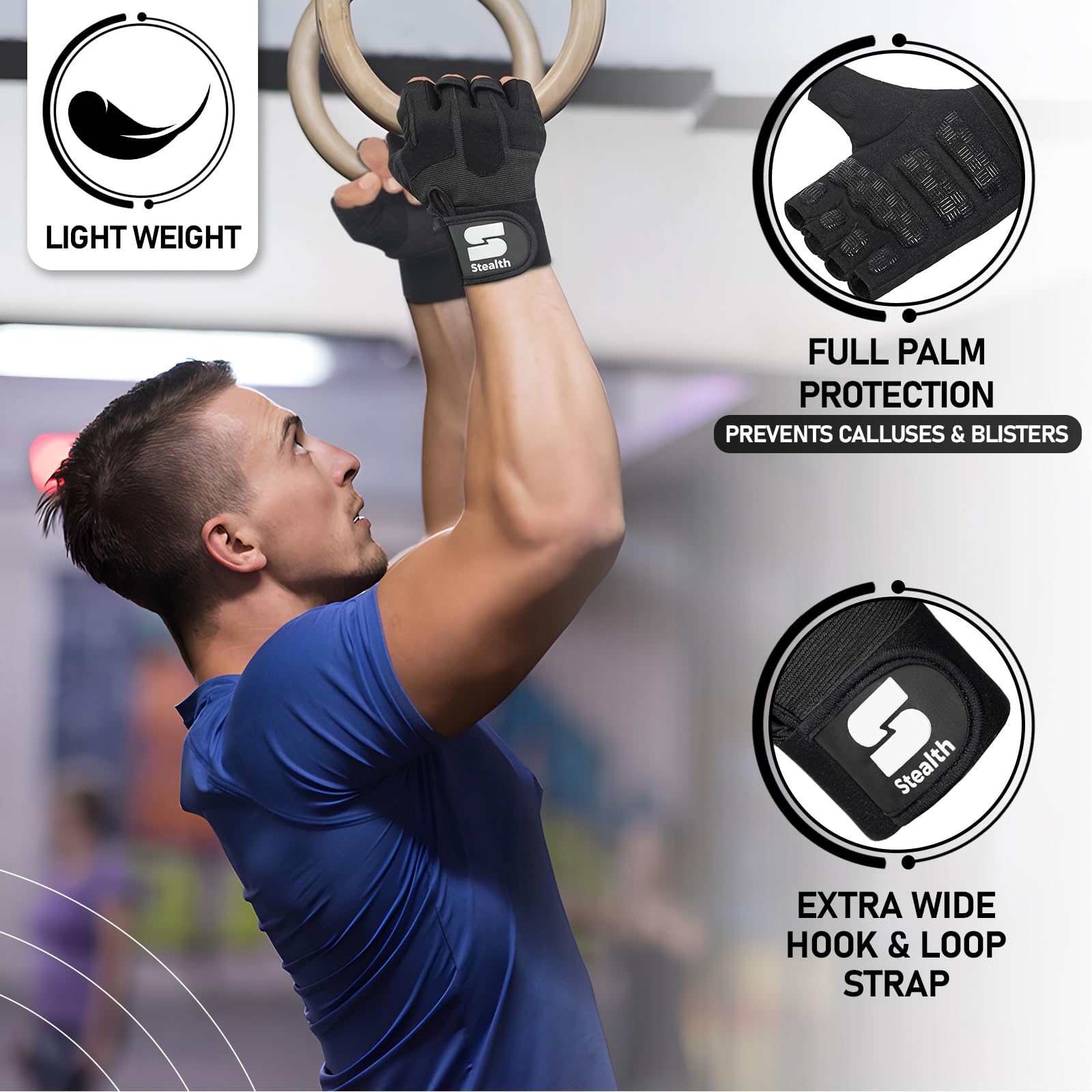 Rękawiczki do podnoszenia ciężarów, Rękawiczki do treningu fitness Mężczyźni Kobiety, Żelowy wyściełany uchwyt, Pełna ochrona dłoni Ćwiczenia na siłowni Kulturystyka Crossfit Trening si