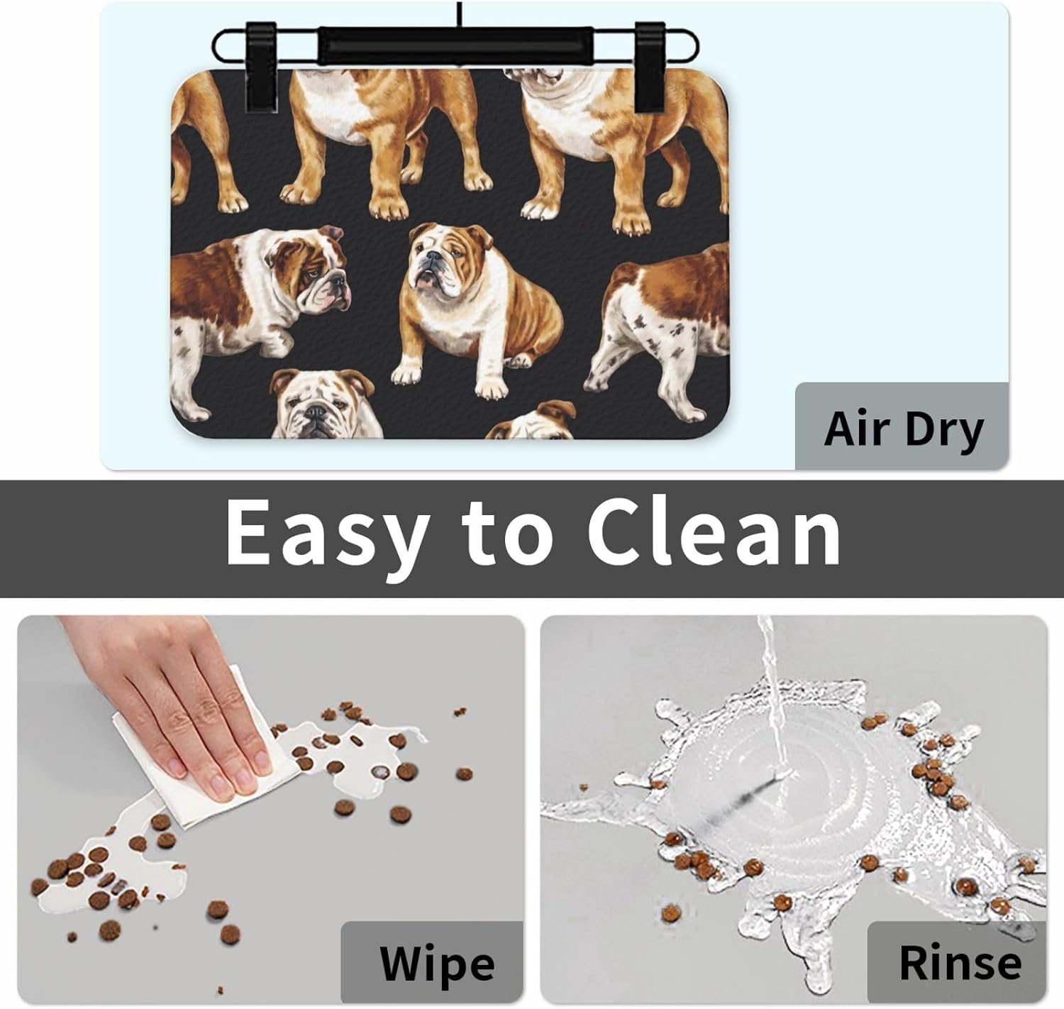 Dog Food Mat Waterproof Anti-Slip Dog Bowl Mats for Food and Water English Bulldogs Pet Feeding Mat Absorbent Dog Mat for Floors Quick Dry Pet Placemat for Dogs Cats