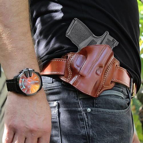 Miniatura 2 de Premium The Ultimate - Funda de piel para panqueques OWB, parte superior abierta, se adapta a Taurus G3c 0.354 in Compact 3.20'' BBL, dibujo a mano