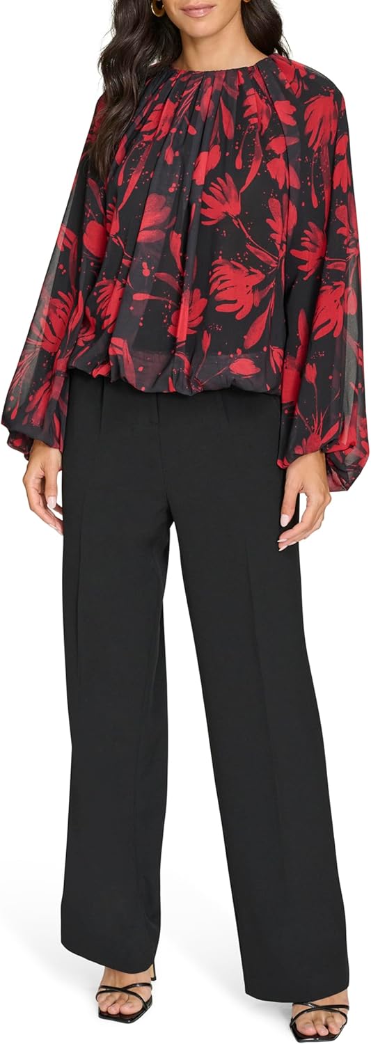 Calvin Klein Women's Printed Long Sleeve Blouse