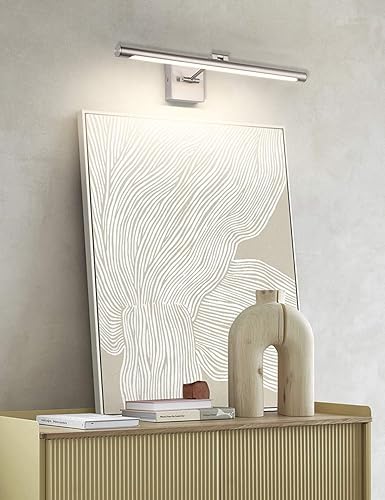 Miniatura 7 de Modernas lámparas LED de 24.4 pulgadas, luces decorativas de obra de arte Joosenhouse con brazo oscilante único para pintar, níquel cepillado, 14 W