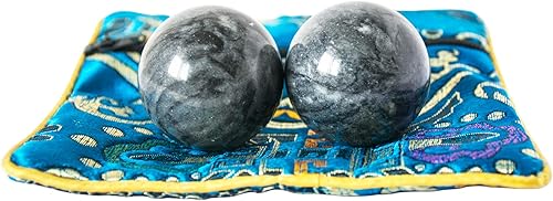 Bolas de Baoding chinas, color gris oscuro, para ejercicio de salud, bolas de mano para el estrés, bolas de mármol para medicina china natural (gris