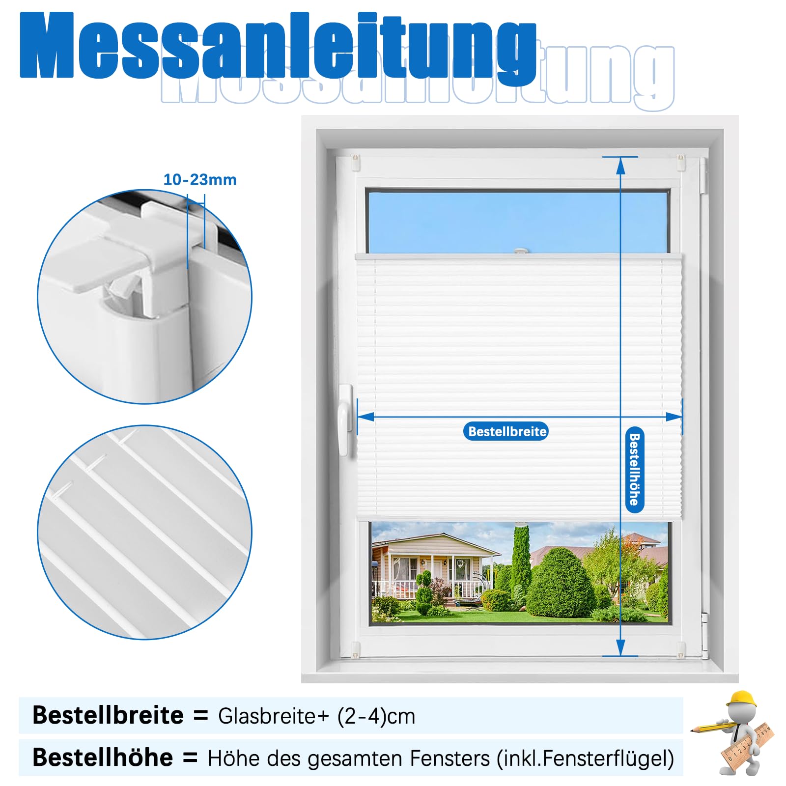 Tenda Plissettata Klemmfix Bianca 35x100 Cm - Senza Fori Per Finestre E Porte - Foto 5