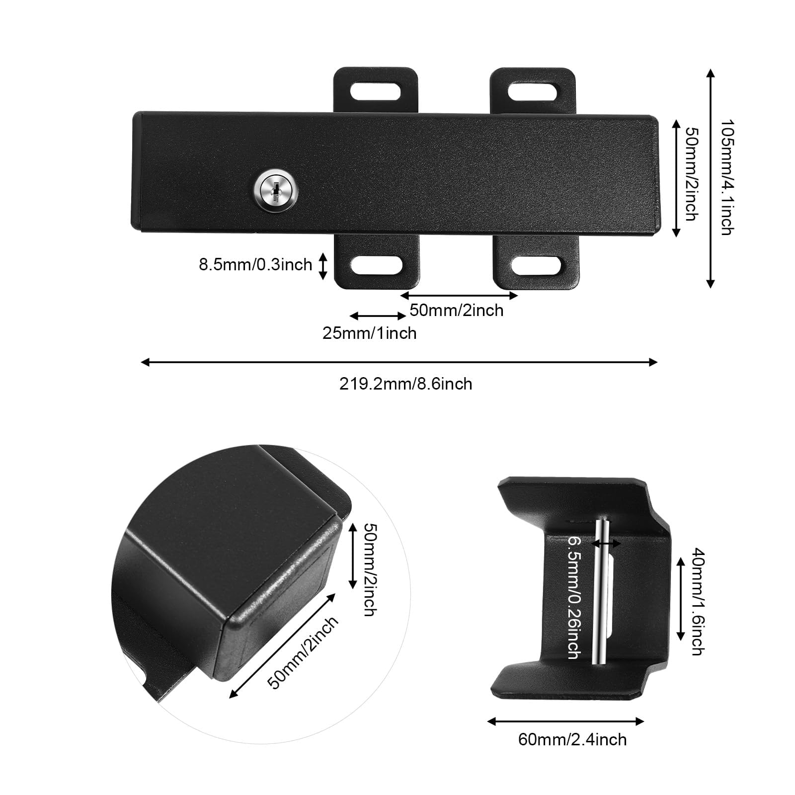 Cerradura Eléctrica Automática para DC 24 V, Sistema Accionamiento de Puerta Batiente 60W, Espaciado orificios instalación 50 mm, Tamaño Cerradura 4.1 * 8.6 * 2in, IP44