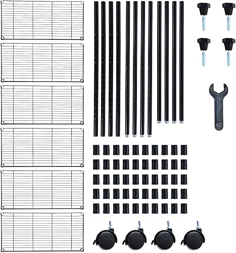 Miniatura 3 de HealSmart Estantería de 6 niveles de alta resistencia ajustable, estante de alambre con capacidad de 1000 libras (250 por estante), 30.3 in de