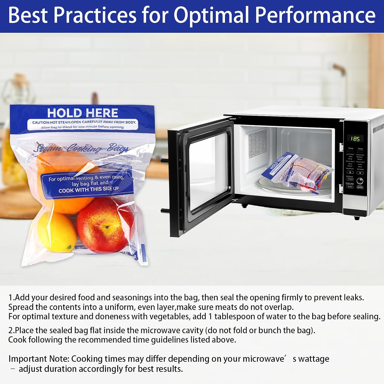 10 Pcs Steam Bags for Microwave Vegetables, Zipper Microwave Steam Bags Reusable Steamer Bagss for Microwaves Cooking for Vegetables Potatoes Meat Frozen Food