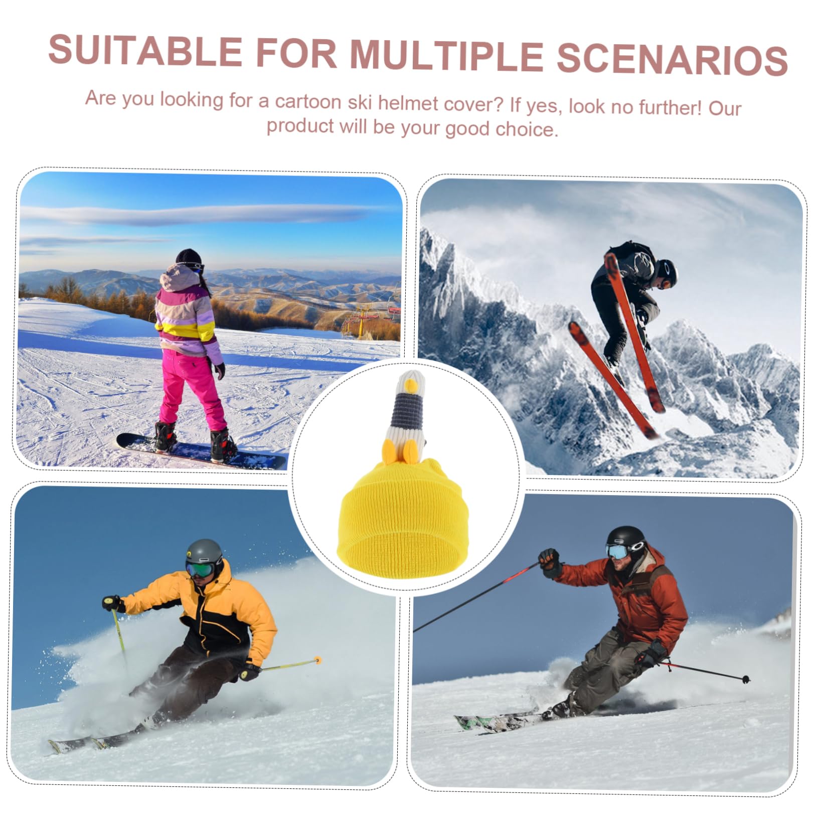 Toyvian 2 Pièces Housse De Casque De Ski Neige Couverture Housse De Casque De Ski Protection Noir Couvre-Casque Élastique Jaune Fil