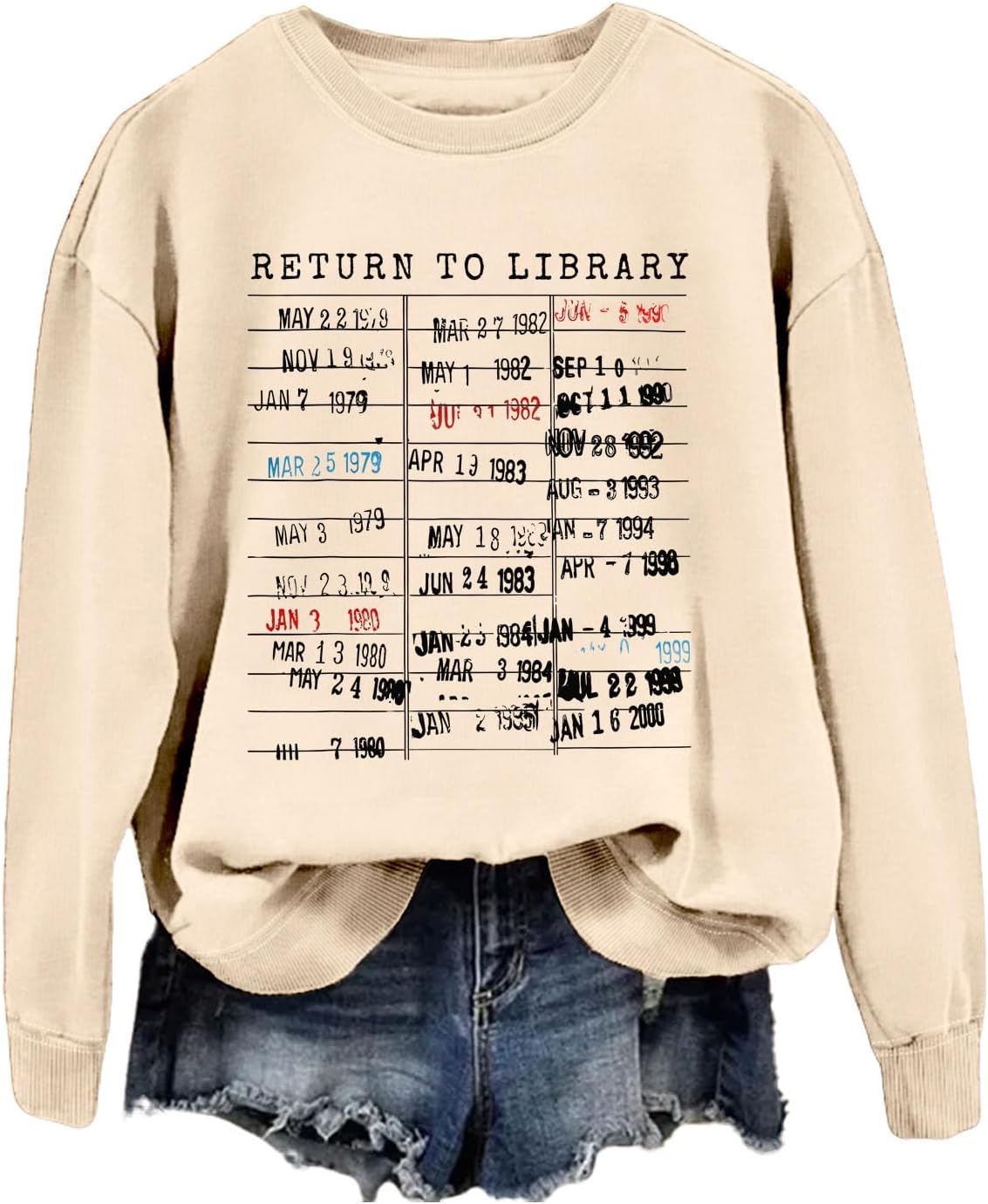 Return to Library Sweatshirt Women Vintage Book Lovers Shirt Graphic Crewneck Reader Librarian Teacher Pullover Top