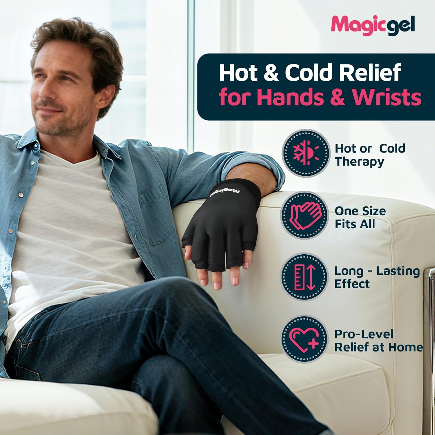 Magic Gel Hand Ice Pack Gloves - Cold Compress Cooling Gel Ice Gloves - Wrist Wrap or Hot Compress - Sports Packs for Hands - Dual Hand Heat Packs - Image 2