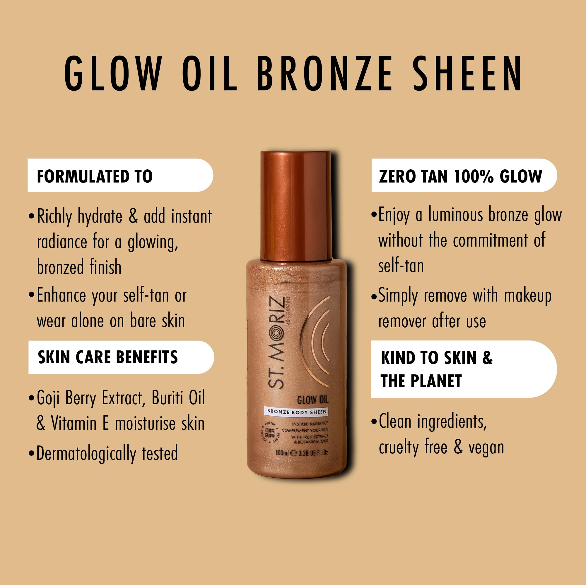 St Moriz Advanced Glow Oil, Bronze Glow Oil, 100 ml (Pack of 1) - Image 2
