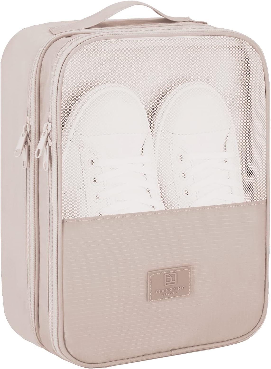 CALACHShoe Bag for Travel Holds 3 Pair of Shoes, Shoe Organizer Storage Pouch Waterproof Travel Essentials Packing Cubes for Travel and Daily Use with Zipper(Cream), Cream, L, Modern