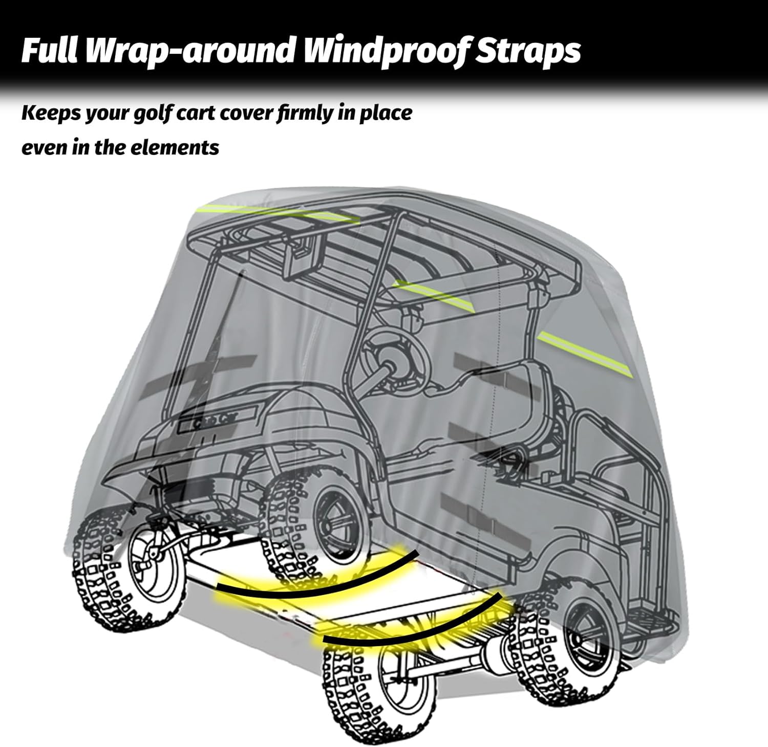 Golf Cart Cover 420D Heavy Duty Marine Grade Fabric Oxford Fabric Fit for 4 Passengers 2 Passengers Club Car/EZGO (Khaki, for 4 Passenger 108'' x 48'' x 66'')