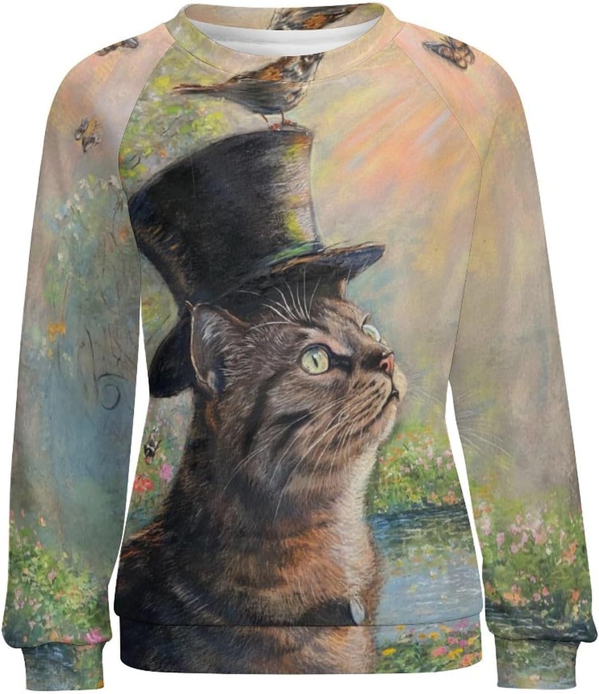 Long Sleeve Shirts for Women Cat Oil Painting Shirt 3D Graphic Sweatshirts Fall Pullover Crewneck Vintage Boho Tops - Image 3