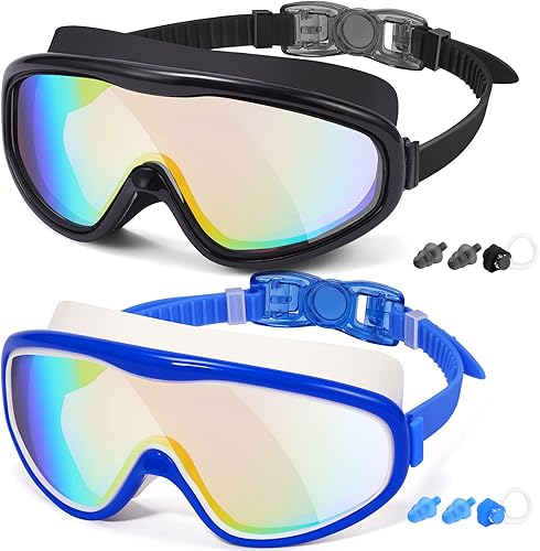Miniatura 12 de Braylin Gafas de natación para adultos, paquete de 2 gafas de natación de visión amplia para hombres, mujeres, jóvenes, adolescentes, antivaho y más
