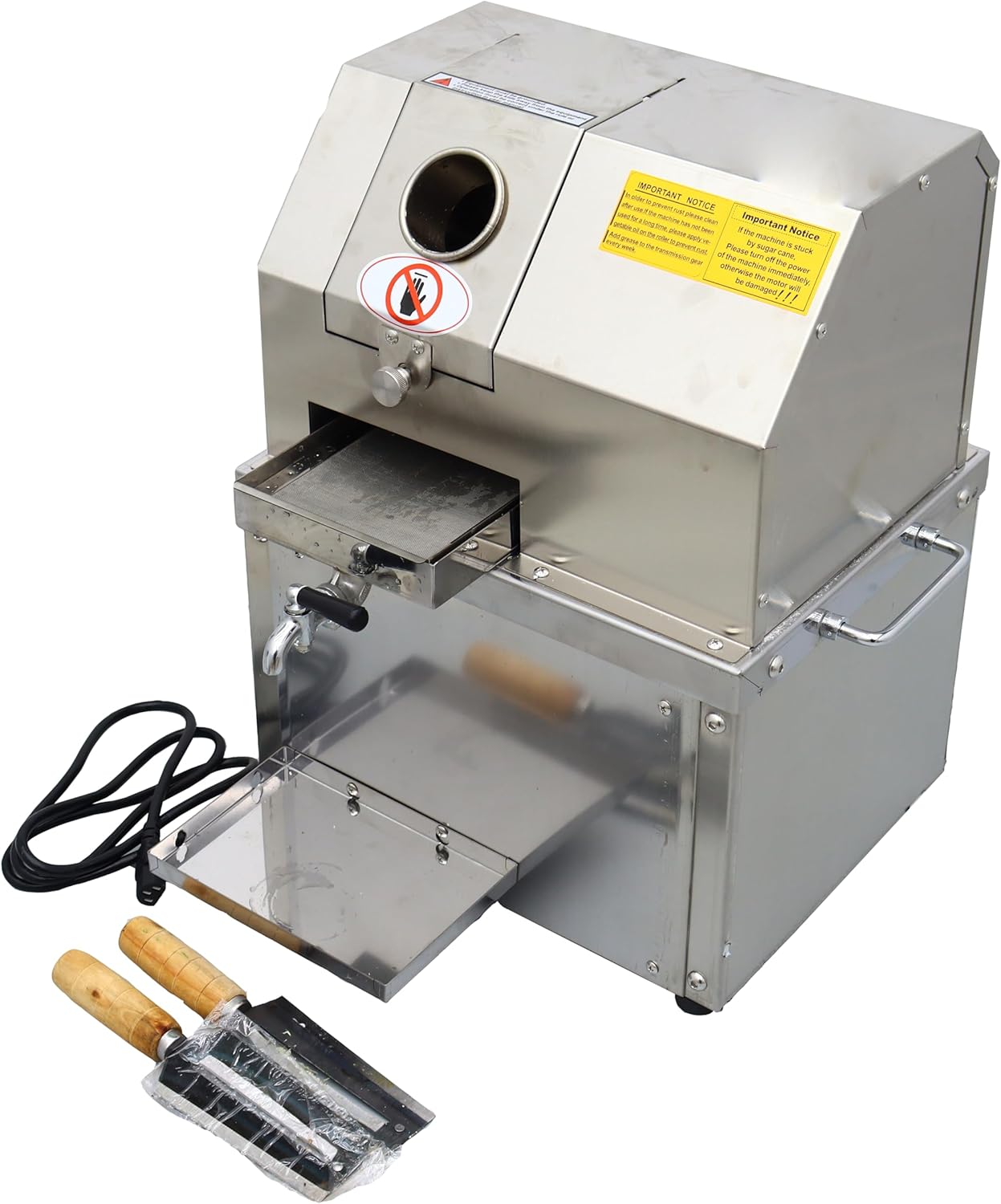 INTSUPERMAI Sugarcane Press Electric Sugar Cane Juicer Press Machine Sugarcane Juice Extractor Ginger with 3 Rollers for Sugarcane Ginger Sweet Sorghum Juicing Extractor Pressing 110V