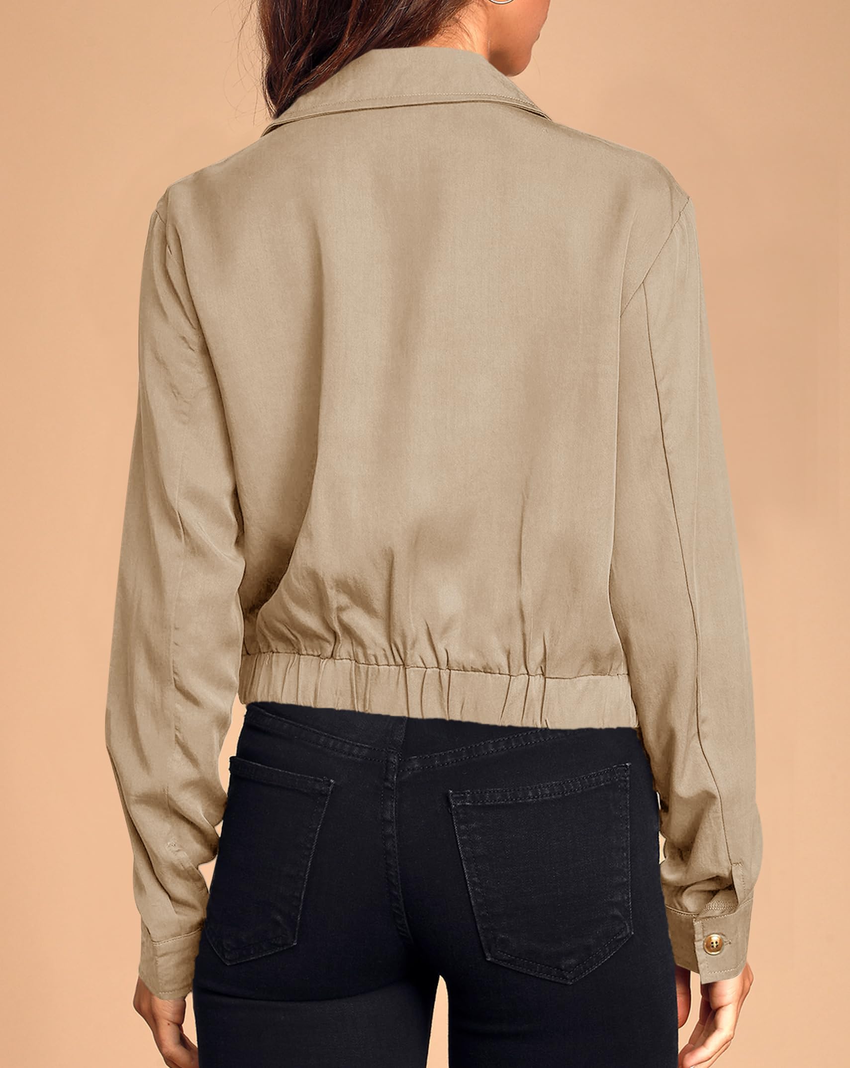 Cicy Bell Veste mi-saison pour femme - Veste courte pour le printemps - Veste d'été légère - Parka courte - Veste d'automne