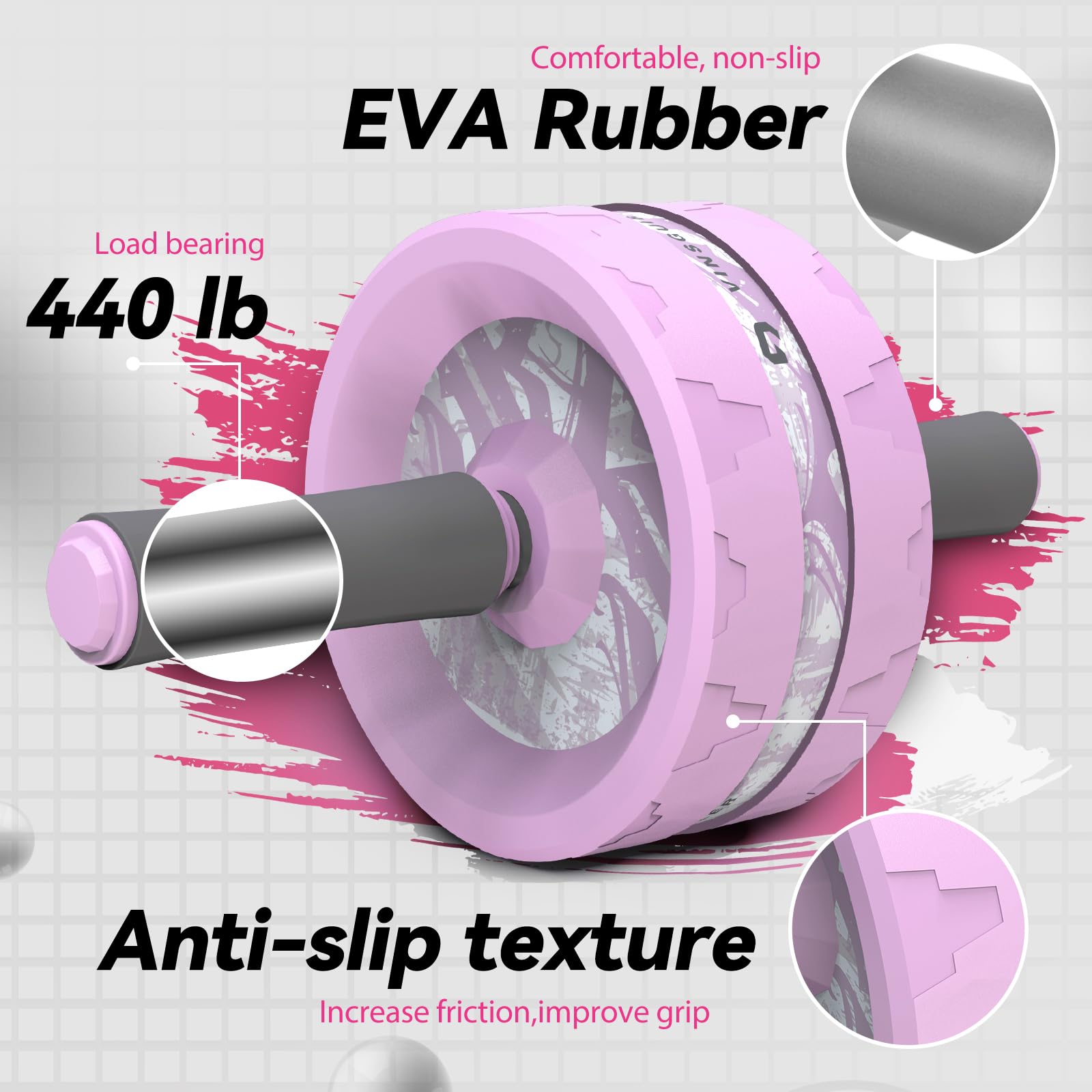 VINSGUIR Ab Roller Wheel, Abs & Core Workout Equipment for Home Gym with Knee Pad Accessories, Abdominal Wheel for Full-body Strength Training