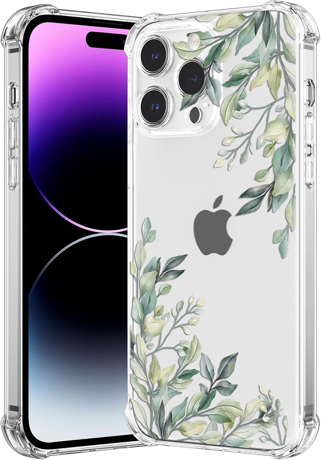 RALEAVO Floral Pattern Case for iPhone 16 Pro Max 6.9 inch Clear Leaves