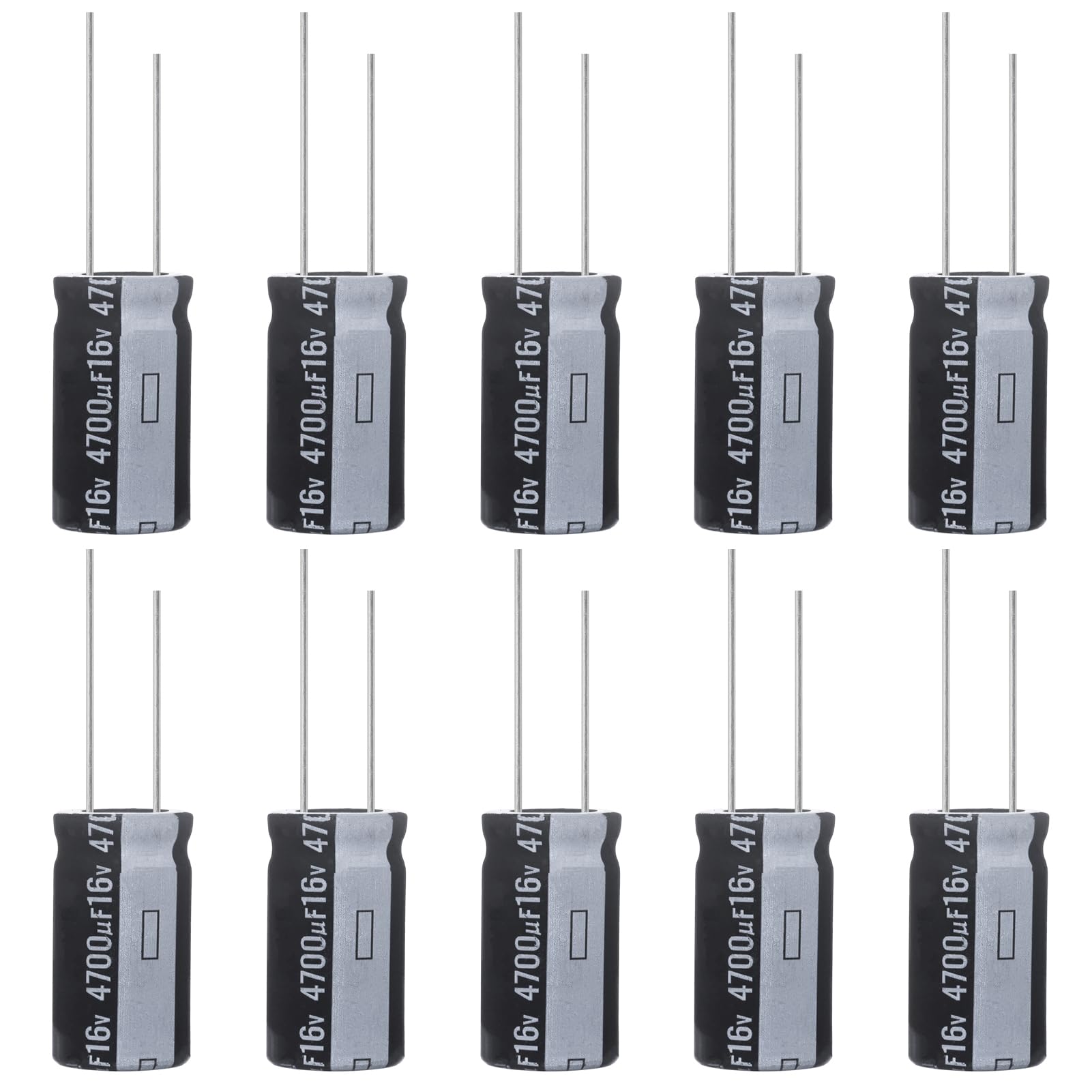 ALLECIN 4700uF 16V 13x25mm Electrolytic Capacitor 4700 UF MFD 16 Volt 0.51x0.98in Aluminum Capacitors (Pack of 10)