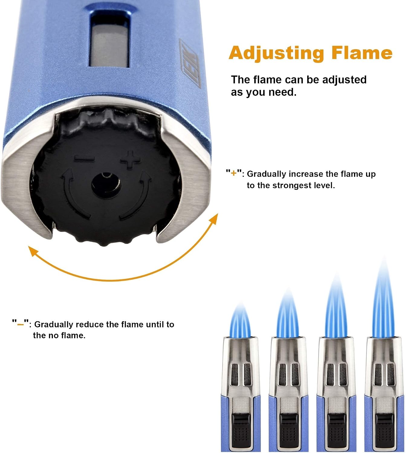 IEIK Double Flame Refillable Lighter, Adjustable Torch Lighter for Camping Cooking BBQs Kitchen Stove Portable Jet Flame Pen Lighter (Gas not Included)