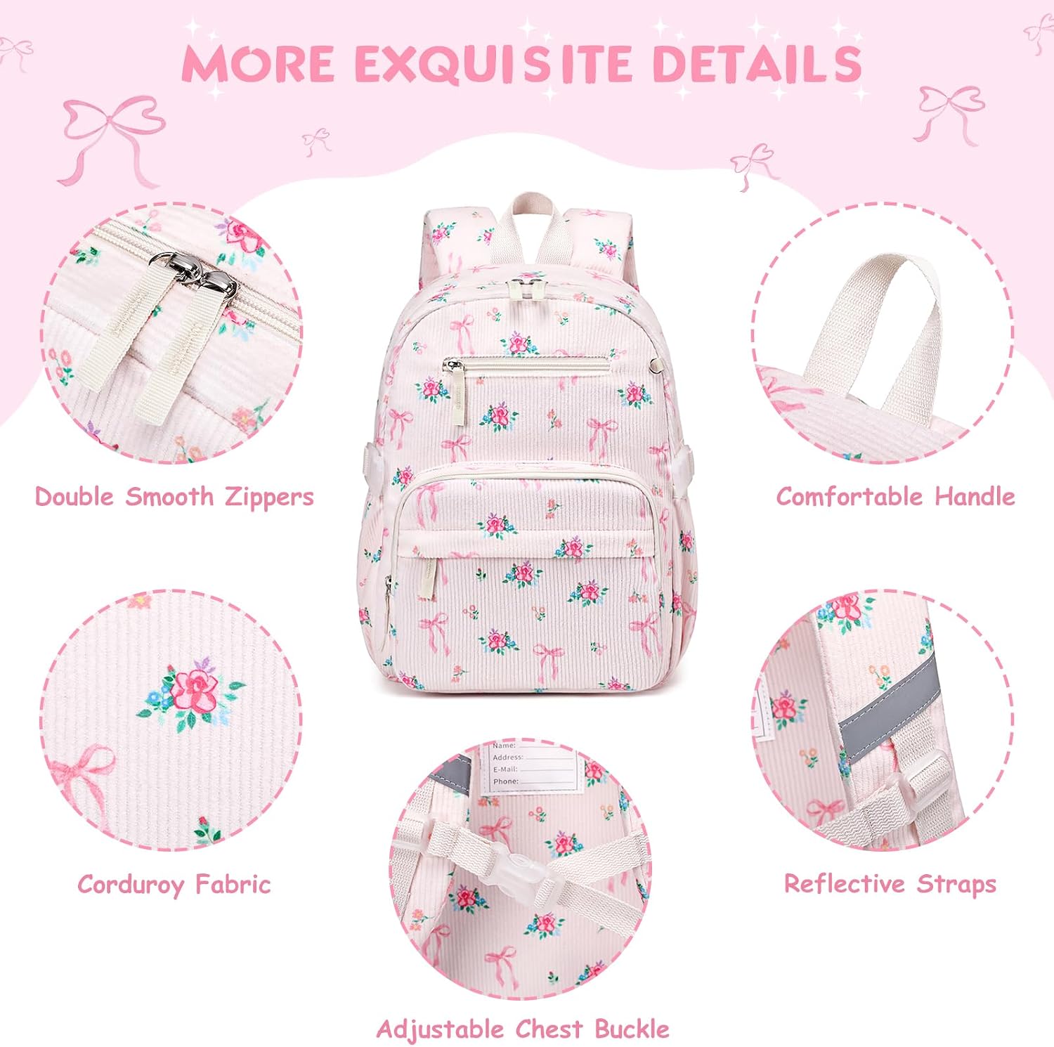 Corduroy Toddler Mini Backpack for Kids 2-3 Ages image 5