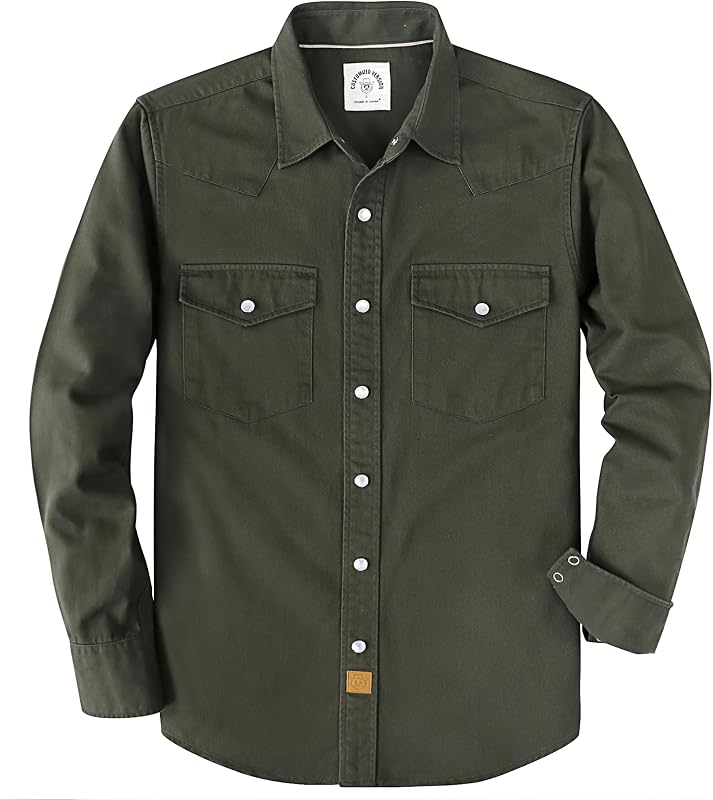 Dubinik® Long Sleeve Pearl Snap Shirts for Men Western Cowboy Casual Work | 100% Cotton, Comfortable, Breathable, 2 Pockets, Regular Fit, Vintage, Classic, Suitable For Spring Summer Fall And Winter