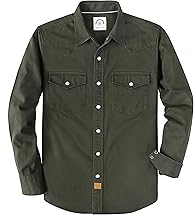 Dubinik® Long Sleeve Pearl Snap Shirts for Men Western Cowboy Shirt Casual Work Button Down with Pockets Comfortable Fit