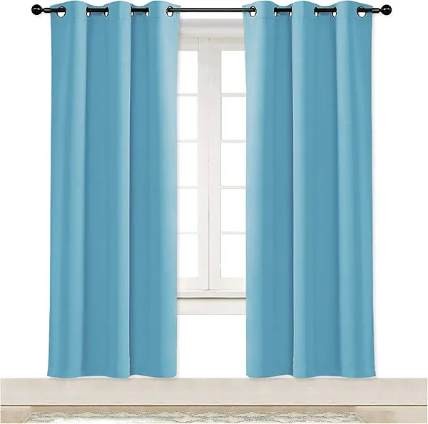 NICETOWN Blackout Curtain Blind for Bedroom, Single Panel, W34 x L72 inches, Teal Blue, Thermal Insulated Grommet Blackout Room Darkening Drape/Drapery