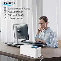 Vista 5 de Caja de cubierta de regleta de alimentación: oculta la regleta de alimentación para televisores y computadoras, caja organizadora de cables