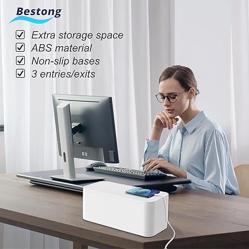 Miniatura 5 de Caja de cubierta de regleta de alimentación oculta la regleta de alimentación para televisores y computadoras, caja organizadora de cables