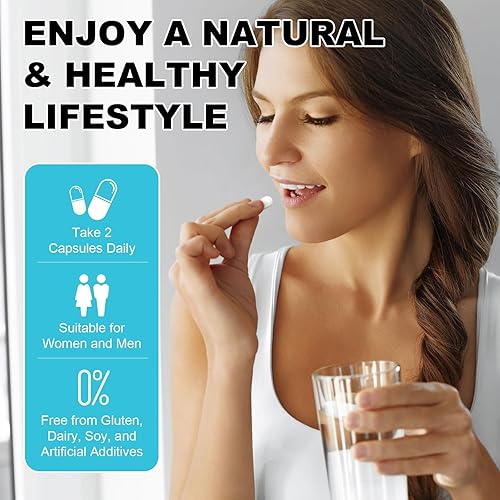 Miniatura 6 de Suplemento de salud intestinal 4 en 1 con probióticos, prebióticos, postbióticos y enzimas digestivas para mujeres y hombres, 60 mil millones de