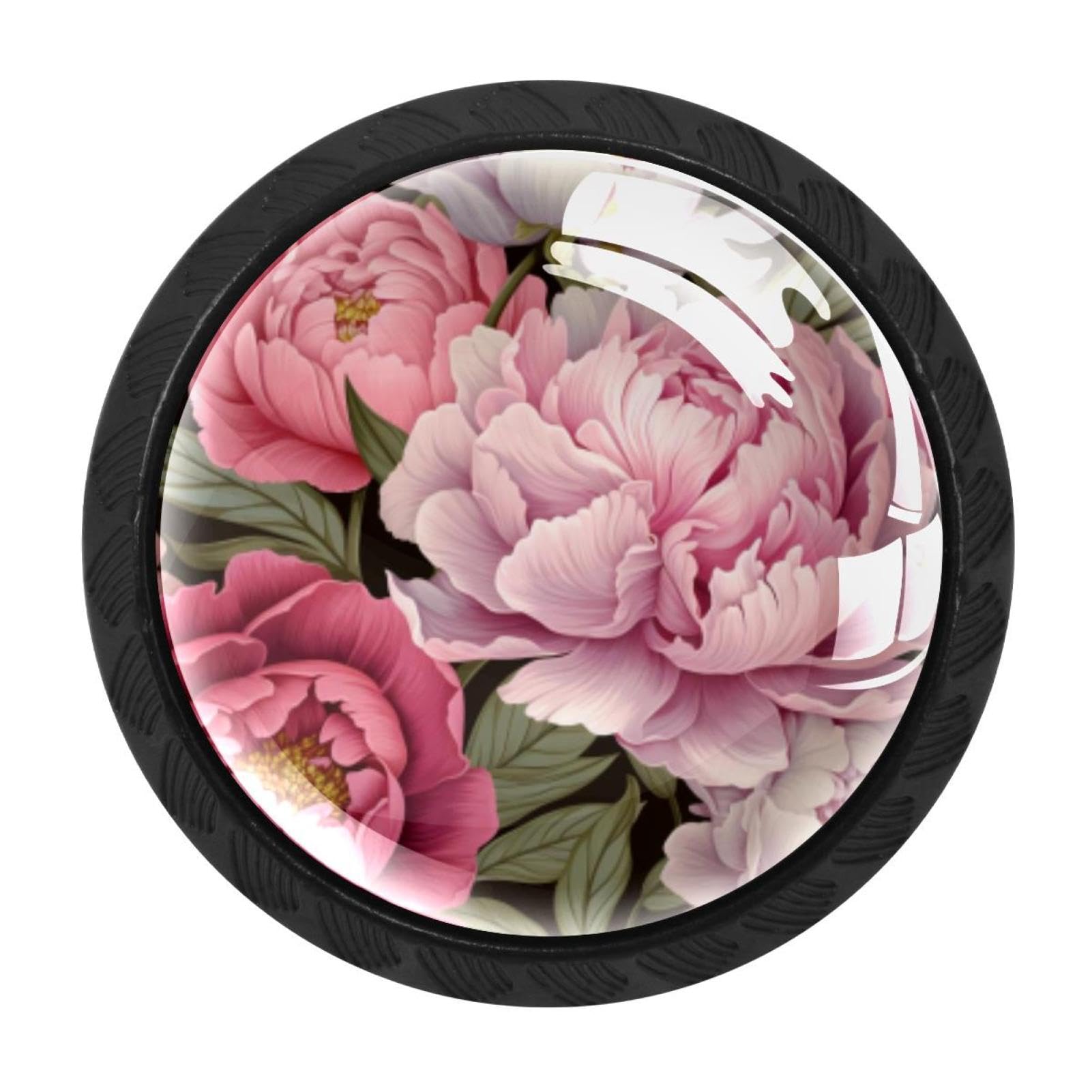 CHENZZZZ Peony Cabinet Knobs 4 Pieces Drawer Kitchen Cabinets Dresser Cupboard Wardrobe Unique Pulls Handles