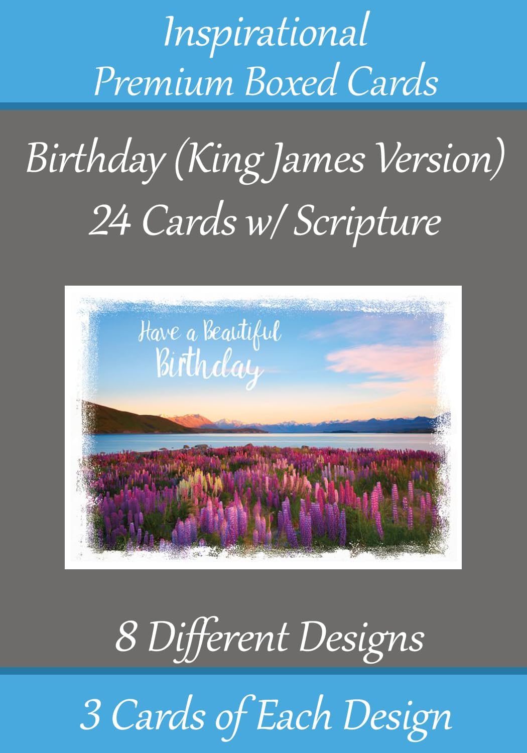 Generic KJV Birthday Boxed Cards ~ 24 Designs ~ Christian/Religious Greeting Card #2 Repeated Assortment ~ King James Scripture in every card