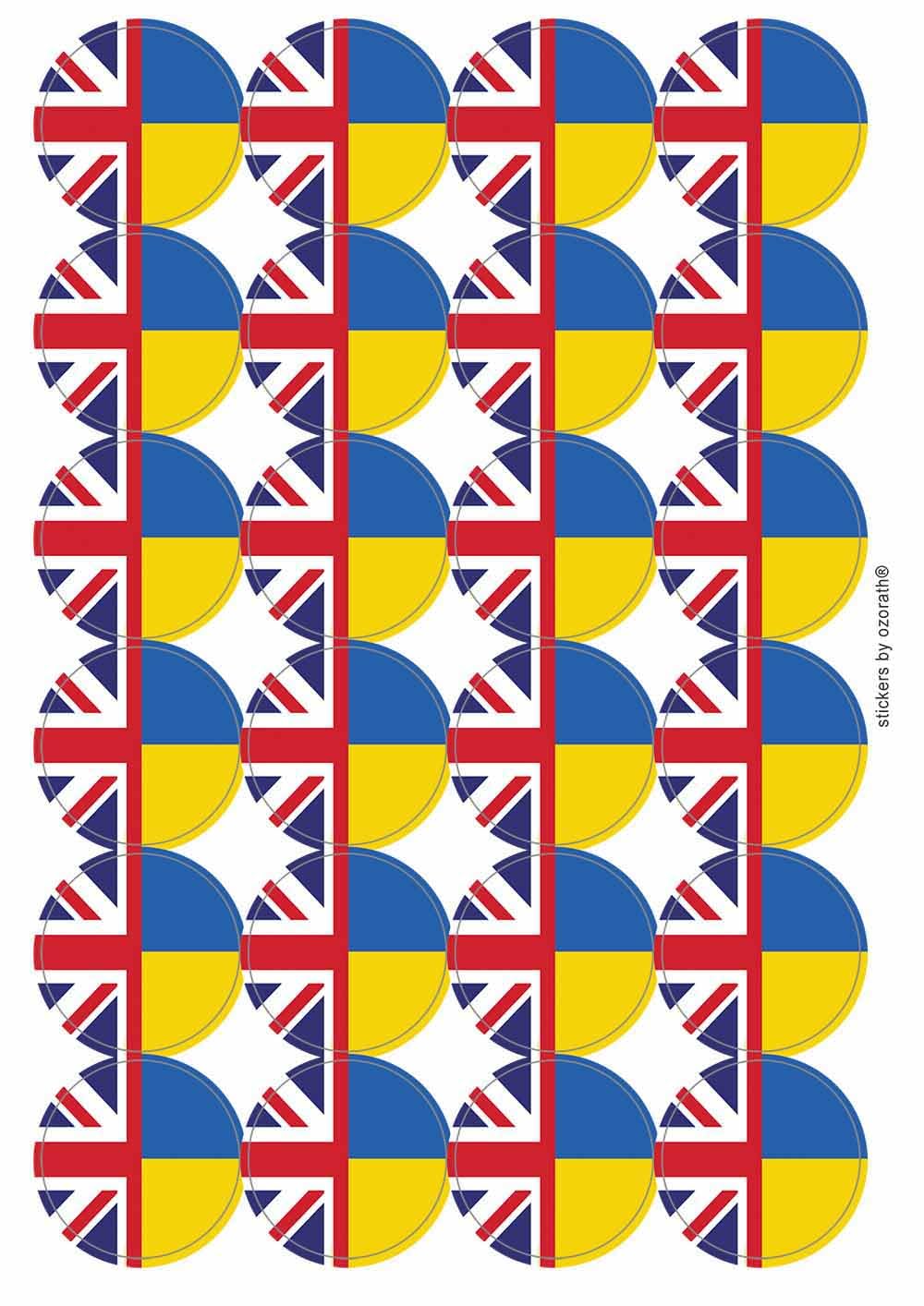 Ozorath United Kingdom Ukraine Split Flag Matt Paper Stickers