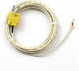5yards/16.4ft K Type Thermocouple Temperature Probe K Type Connector | K Type Connector, -58°F to 1450°F Range, 5m Cable Length, Temperature Measurement