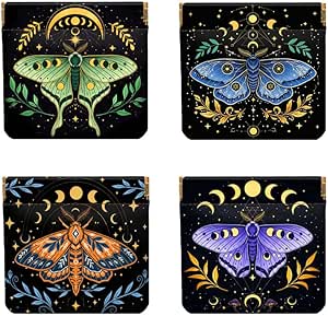 Peacoblue 4Pcs Small Leather Squeeze Coin Purse for Women-Bohemian moth ...