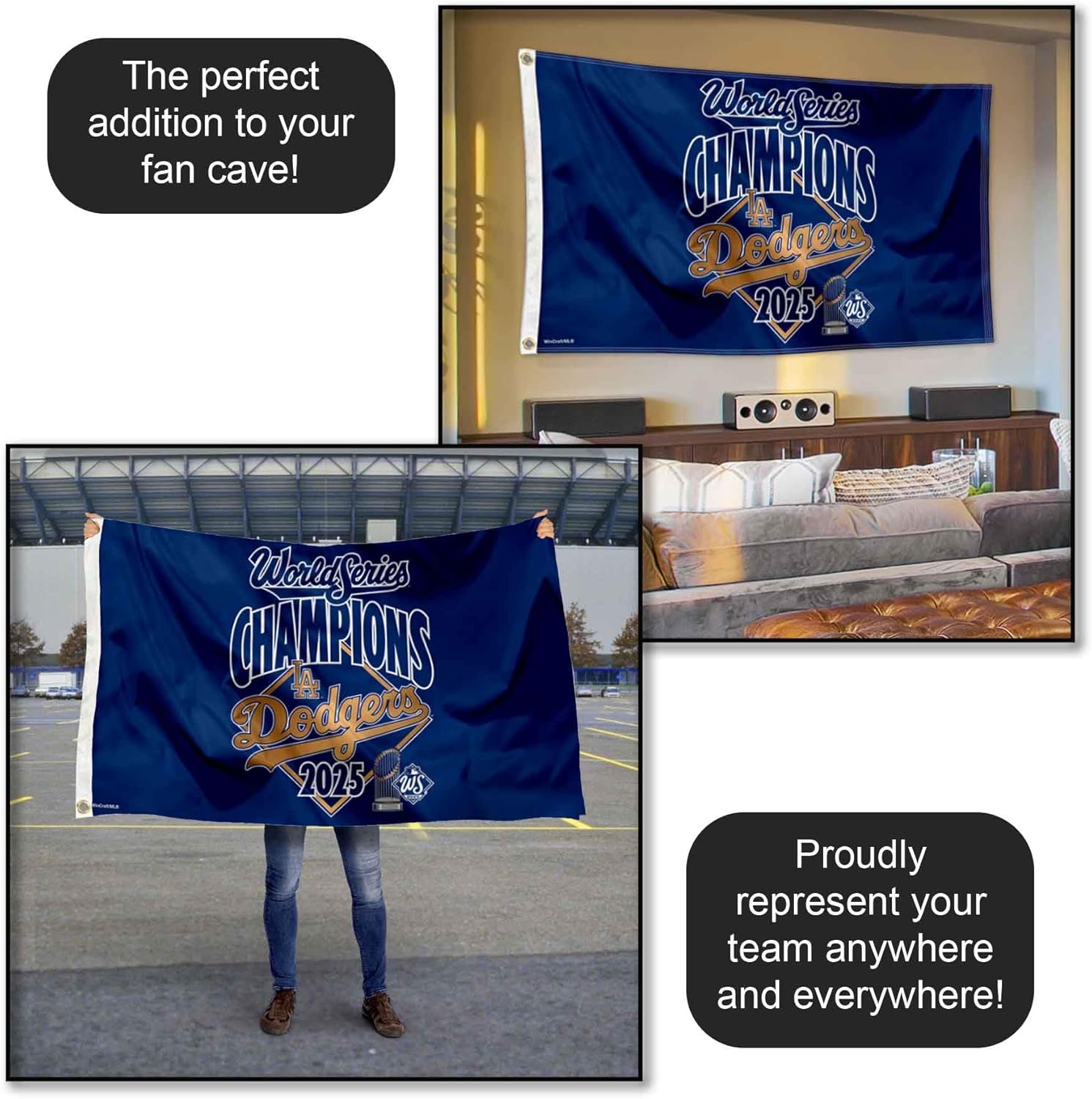 Los Angeles Dodgers 2025 World Champions Series 3x5 Flag