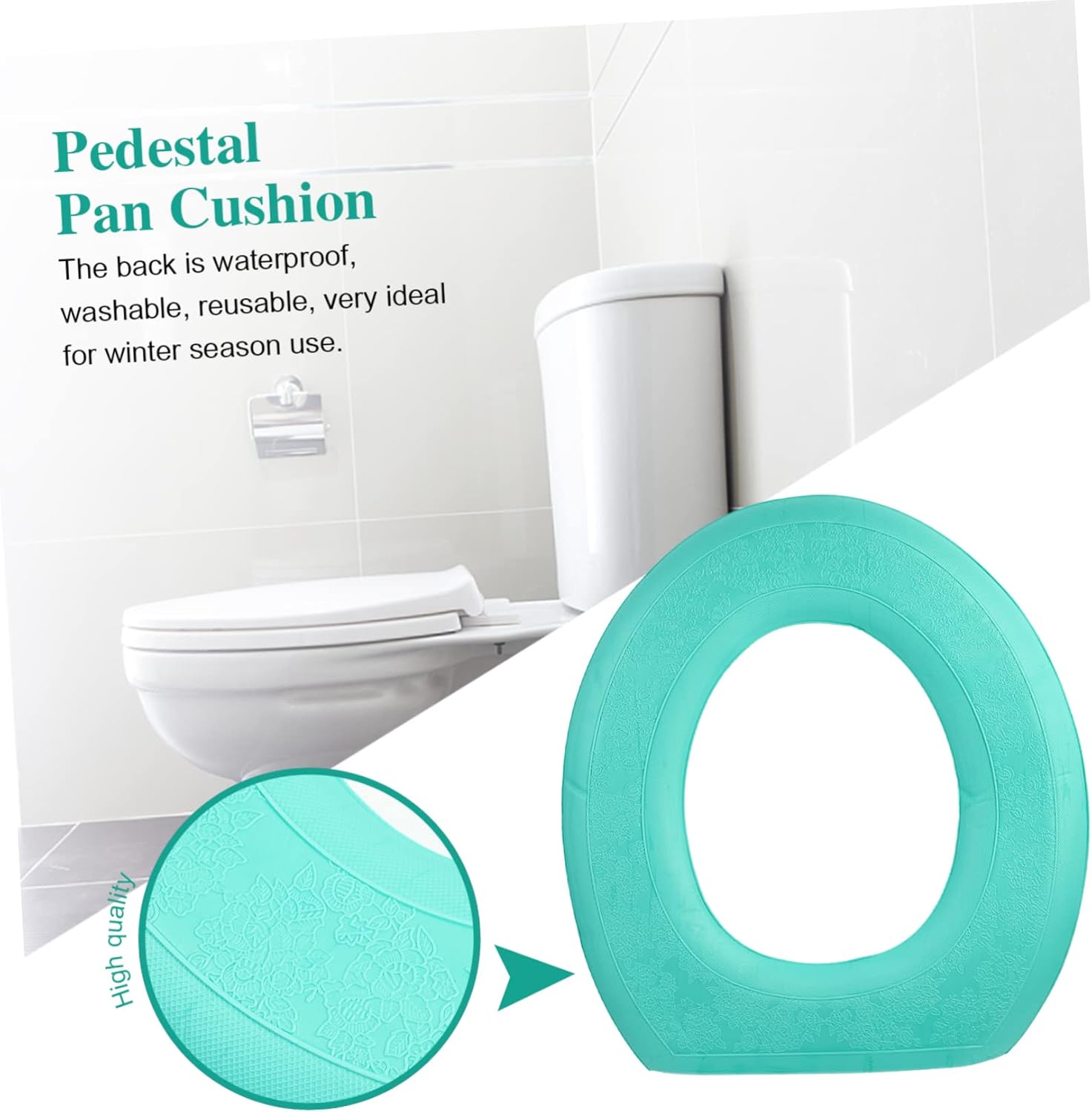 Zerodeko 3pcs Eva Self-Adhesive Toilet Seat Cover and Washable Potty Seat Cushion Breathable and Reusable Bathroom Supplies for Use