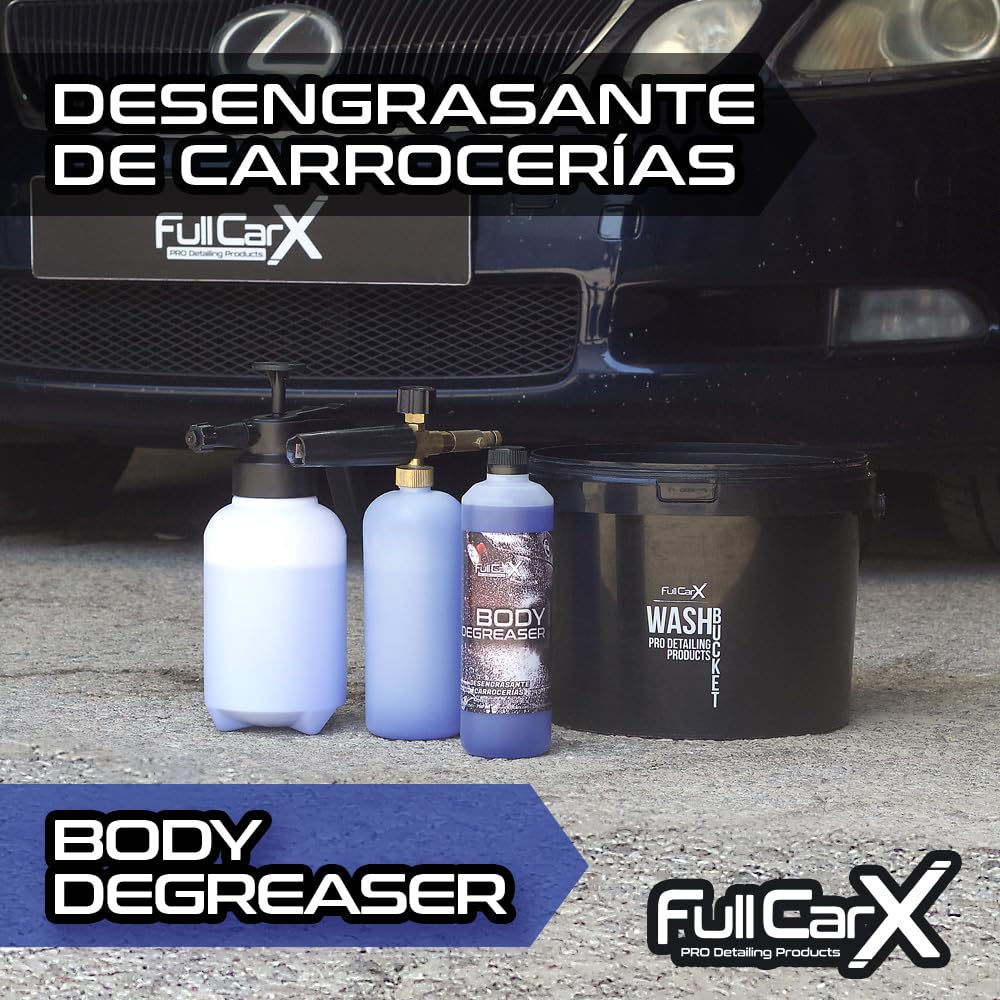 FULLCARX Body Degreaser 5 Litros Limpiador Desengrasante Coche, Limpia Carrocería Concentrado, Elimina Siliconas Ceras Grasa Suciedad, Acción Desincrustante, Producto Limpieza Detailing Profesional