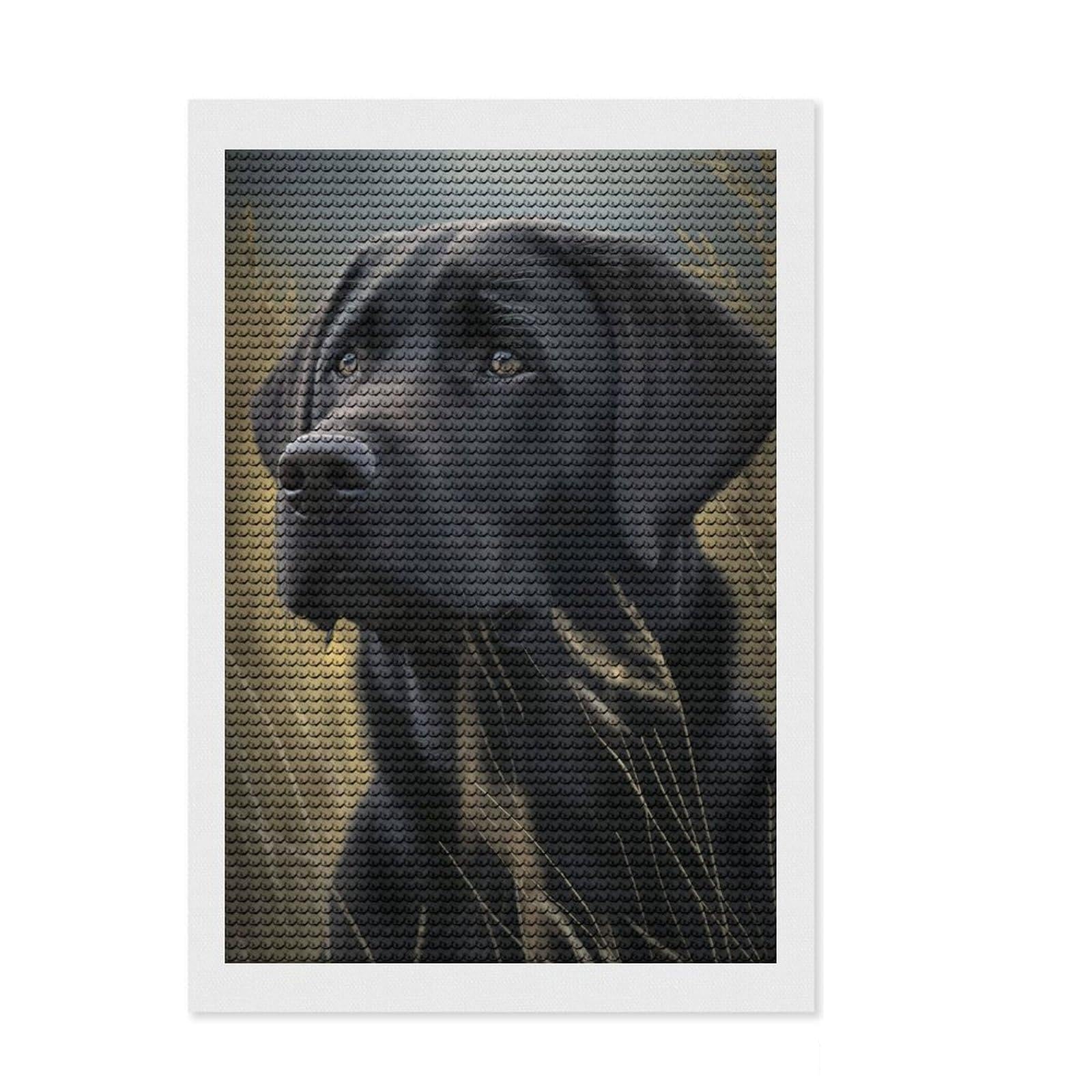 Junmoney Labrador Retriever Dog Diamond Art Canvas 8"x12", Adhesive Canvas, Calming Craft to Unwind, Boho Decor, Birthday Gift, Easy to Enjoy
