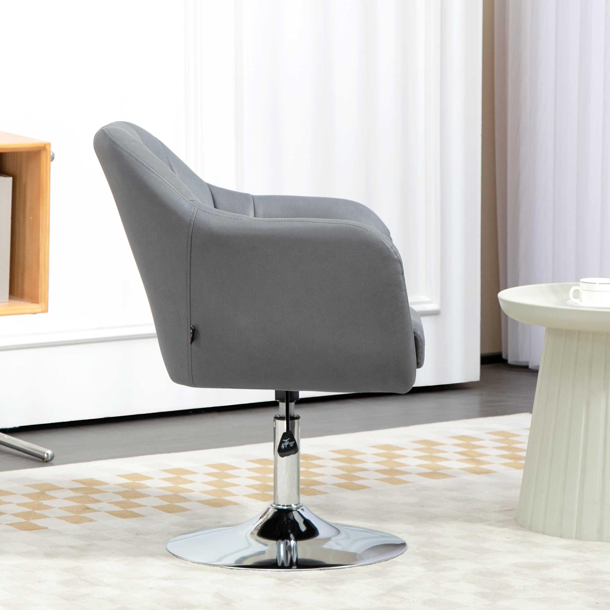 HOMCOM Sessel Wohnzimmer Loungesessel Relaxsessel mit Metallrahmen Lesesessel mit Mikrotuch, Polstersessel für Schlafzimmer, Wohnzimmer, Dunkelgrau