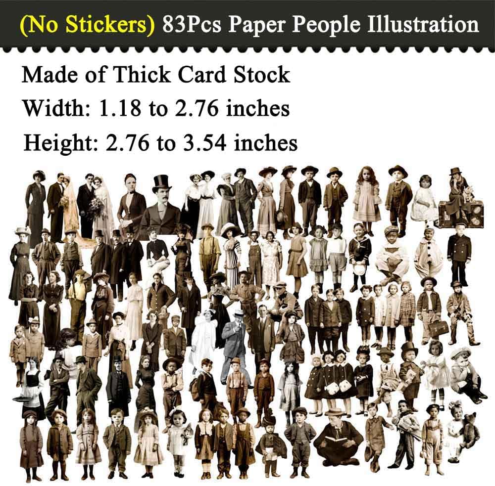 Vilikya 83Pcs Dark Academia Paper Dolls for Junk Journal Supplies, Vintage Cardstock People Cutouts for Scrapbook Kits, Collage Ephemera for Junk Journals, Thick Decorative Papers for Room Decor Wall