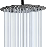 Vista 1 de GGStudy Cabezal de ducha redondo de 12 pulgadas, cabezal de ducha grande de acero inoxidable de alta presión, ducha de lluvia ultrafina, conexión