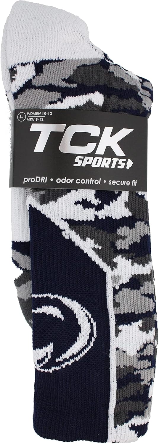 TCK NCAA Woodland Camo Crew Socks – Officially Licensed Collegiate Fan Gear – Durable Cushioned Moisture Wicking Socks - Image 4