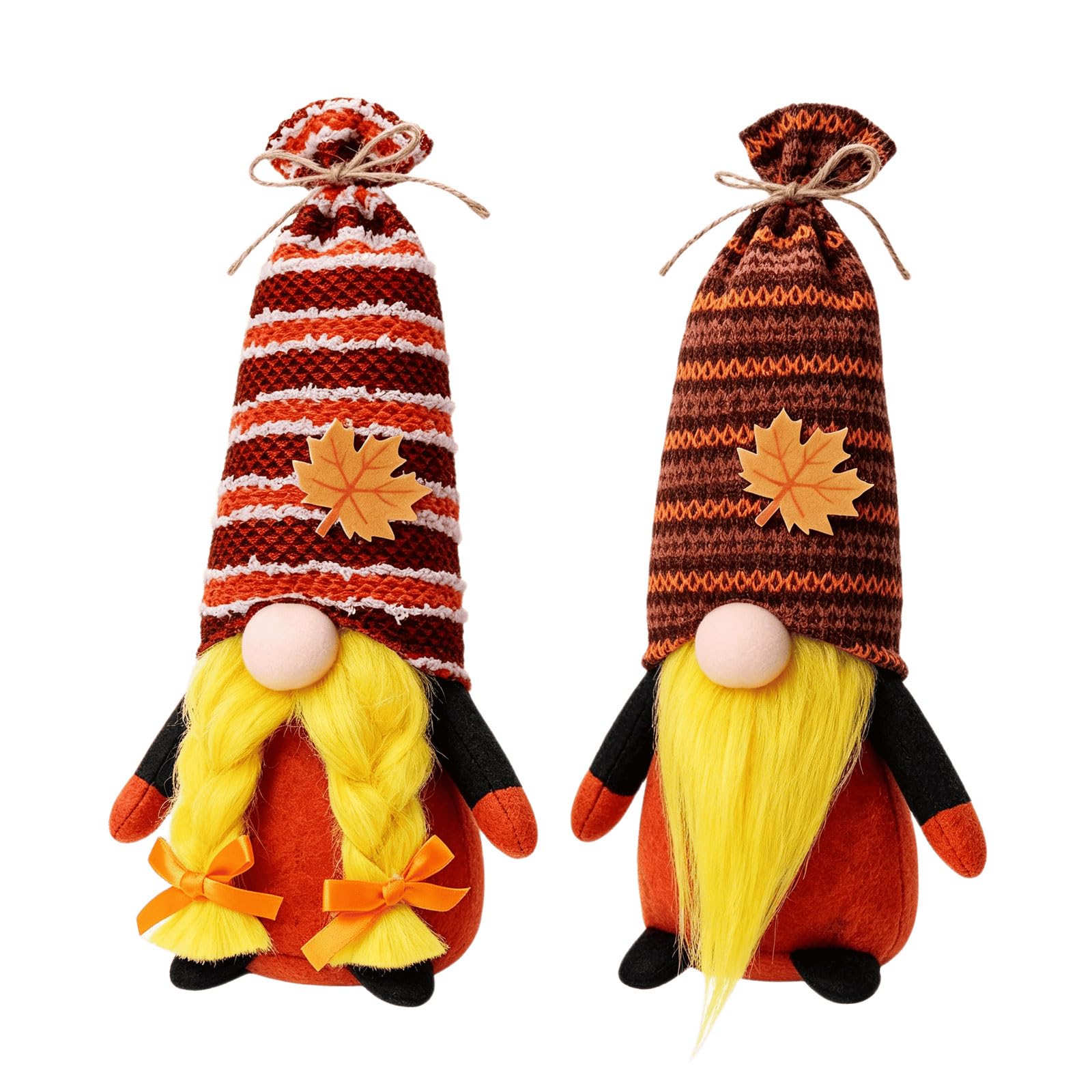 HUANGING 2Pcs Autumn Themed Dwarf Ornament Plush Fall Gnomes Dolls Ornament for Indoor Decoration and Gift Giving Plush Dolls