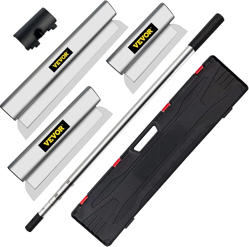 VEVOR Skimming Blade Set, 10"+24"+32" Blades + 35"-78" Extension Handle | for Gyprock/Drywall/Wall-Board, European Stainless Steel Construction Knife, Aluminum Blade Profile Smooth Knockdown Spatula