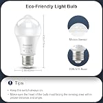 Boxlood LED Motion Sensor Light Bulbs Outdoor Indoor, 12W(100W Equivalent) A19 E26 Motion Activated Dusk to Dawn Ampoule Exterieur, 3000K Warm White for Porch Garage Basement Hallway Stairs, 2 Pack