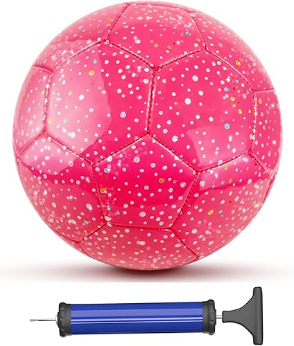 Soccer Balls Size 3, Sparkle Soccer Ball for Girls Kids 3-8 4-6 6-8 Glitter Outdoors Sports Recreation Playing Ball for Birthday Easter Soccer Gifts
