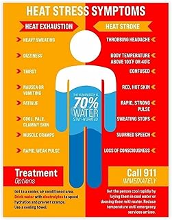 Safety Training Poster Heat Stress Prevention Management and Treatment Guide for Industrial Home Office(Unframed,16x24inch(40x60cm))