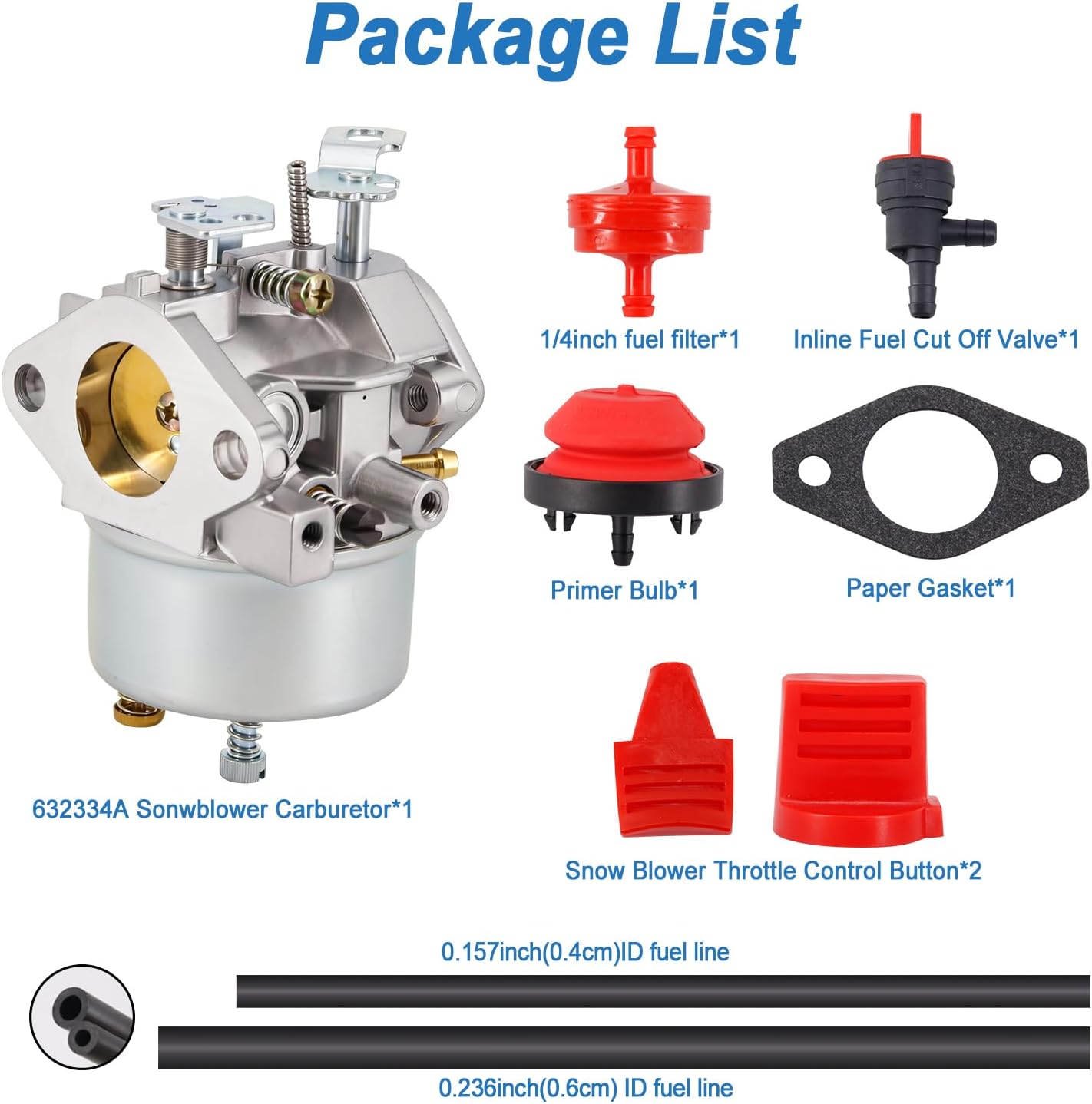 640052 Carburetor Compatible with Tecumseh 632334A 632334 632370A 640349 640054 640058 8Hp 9Hp 10Hp 5Hp Hmsk80 Hmsk100 Hm80 Hm100 Engines Craftsman Shredder MTD Toro 521 724 824 Snowblower
